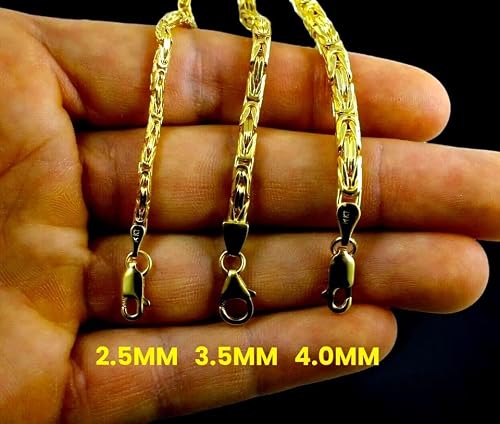 14K Yellow Gold Byzantine Square Box Necklace Bracelet Chain Men Women Jewelry 11.5g | 2.5mm | 24 Inches | MADE IN ITALY
