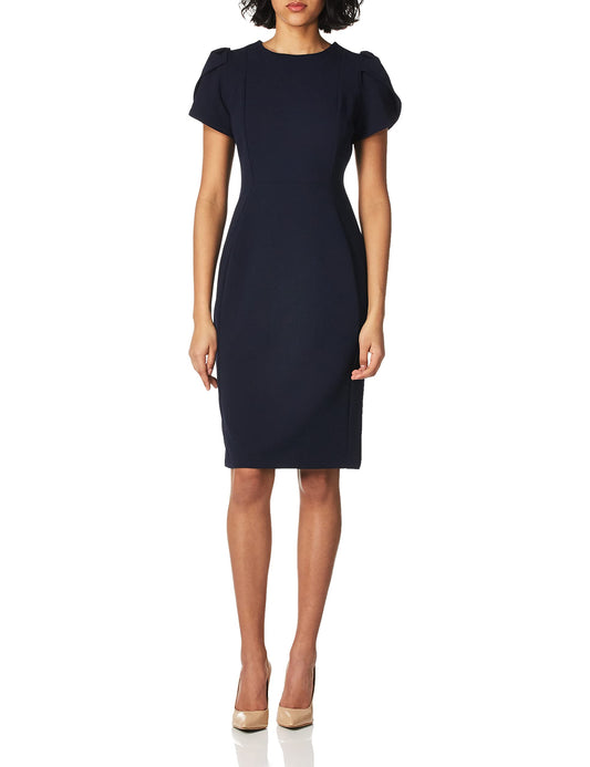 Calvin Klein Women's Tulip Sleeved Sheath Dress, Indigo, 6