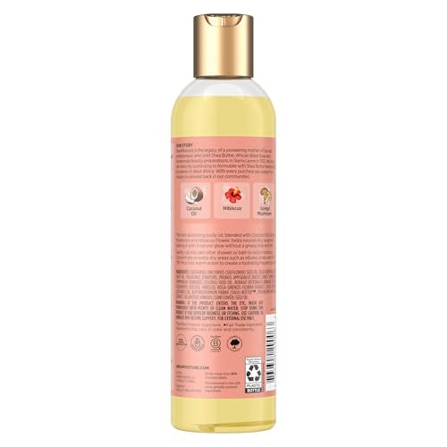 Shea Moisture Coconut & Hibiscus Massage Oil and Body Oil for Dry Skin, Bath Oil with Coconut Oil and Vitamin E Oil for Skin, 8 oz