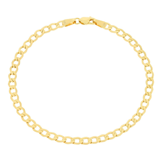 Nuragold 14k Yellow Gold 3.5mm Cuban Curb Link Chain Bracelet, Mens Womens Jewelry 7" 7.5" 8" 8.5" 9"
