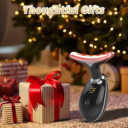 Facial Beauty Device, Multifunctional Facial Skin Care Tools with Vibration, Red and Blue LED Light, 7 Color Led Face and Neck Beauty Device for Home Use, Improve Skin