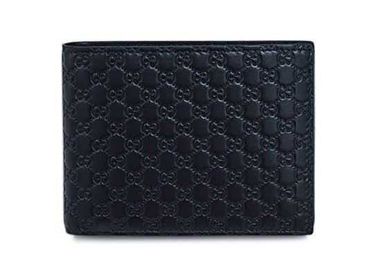 Gucci Wallet 333042 Men's Bifold Wallet Horizontal Removable Card Case Micro Guccissima Black