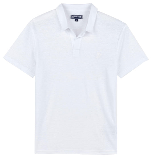 Vilebrequin Men Linen Jersey Polo Solid, L, White