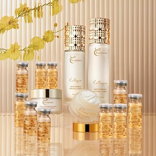Collagen Skincare Set - 14pcs - Face Care with Niacinamide, Hyaluronic Acid - Smoothing Skin & Firming Skin,Hydrating Skincare kit Include Toner, Serum, Lotion, Eye Cream, Face Cream （Korean -style）