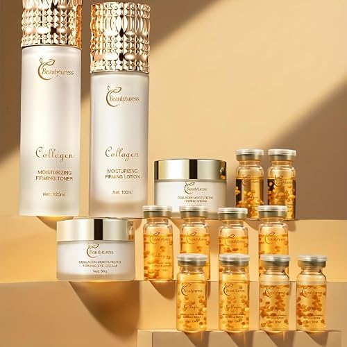 Collagen Skincare Set - 14pcs - Face Care with Niacinamide, Hyaluronic Acid - Smoothing Skin & Firming Skin,Hydrating Skincare kit Include Toner, Serum, Lotion, Eye Cream, Face Cream （Korean -style）