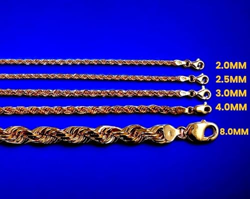 14K Rose Gold SOLID Rope Chain Necklace Bracelet Diamond Cut Men Women Jewelry 2.7g | 2mm | 7 Inches | MADE IN ITALY
