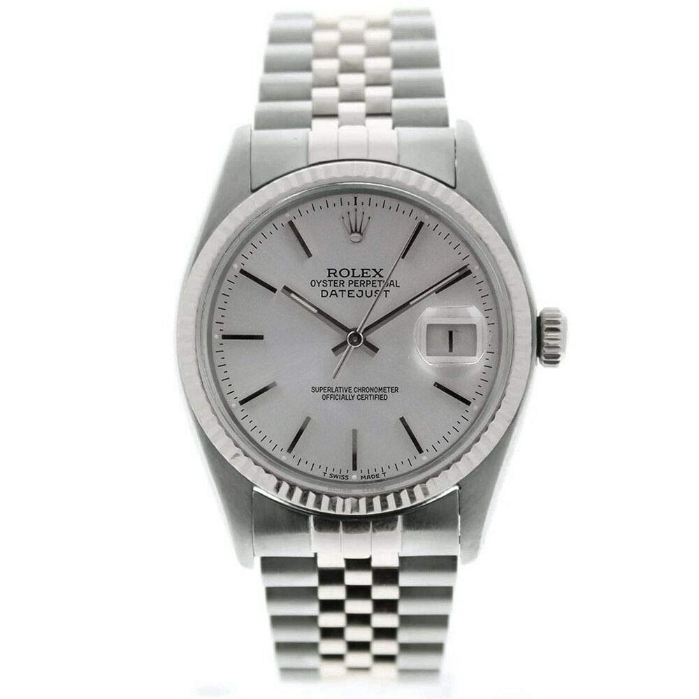 Rolex Men's Datejust 16014 Jubilee Band Silver Stick Dial 18k Gold Fluted Bezel (Certified Preowned)