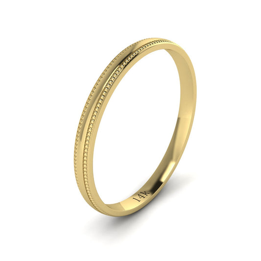 LANDA JEWEL Unisex 14k Yellow Gold 2mm Light Court Shape Comfort Fit Polished Wedding Ring Milgrain Band (7)