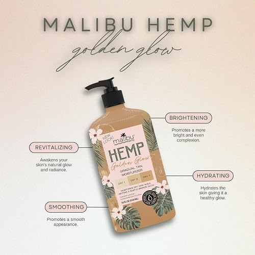 Malibu Tan Hemp Golden Glow Skin Firming Lotion, Medium Deep, 18 fl oz (530 ml) - 1-PACK (Package may vary)