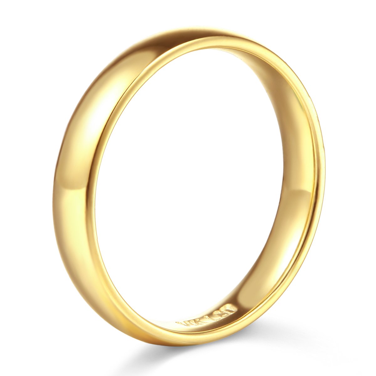 14k Yellow Gold 3mm SOLID Plain Wedding Band - Size 7