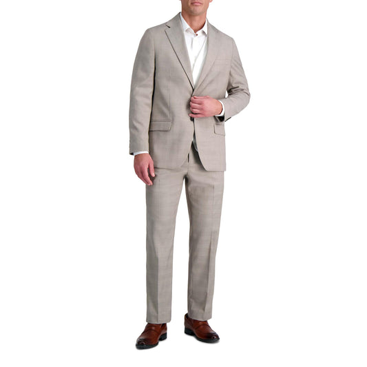 Haggar Mens Premium Stretch Tailored Fit Subtle Pattern Suit Separates- Pants and Jackets Blazer, Camel- Jacket, 44 US