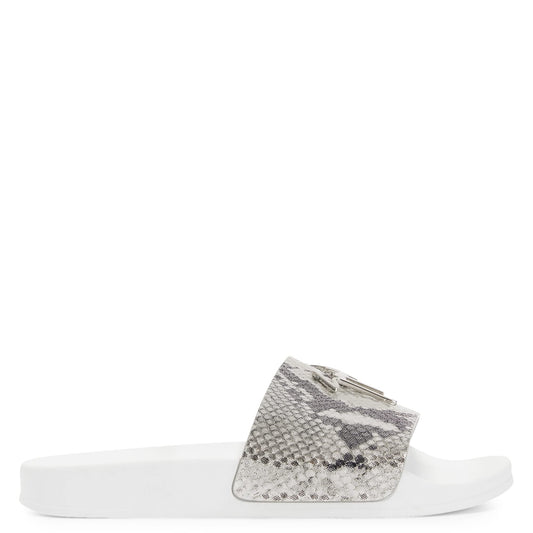 Giuseppe Zanotti, Brett Reptile-Print Flats, 8, Silver