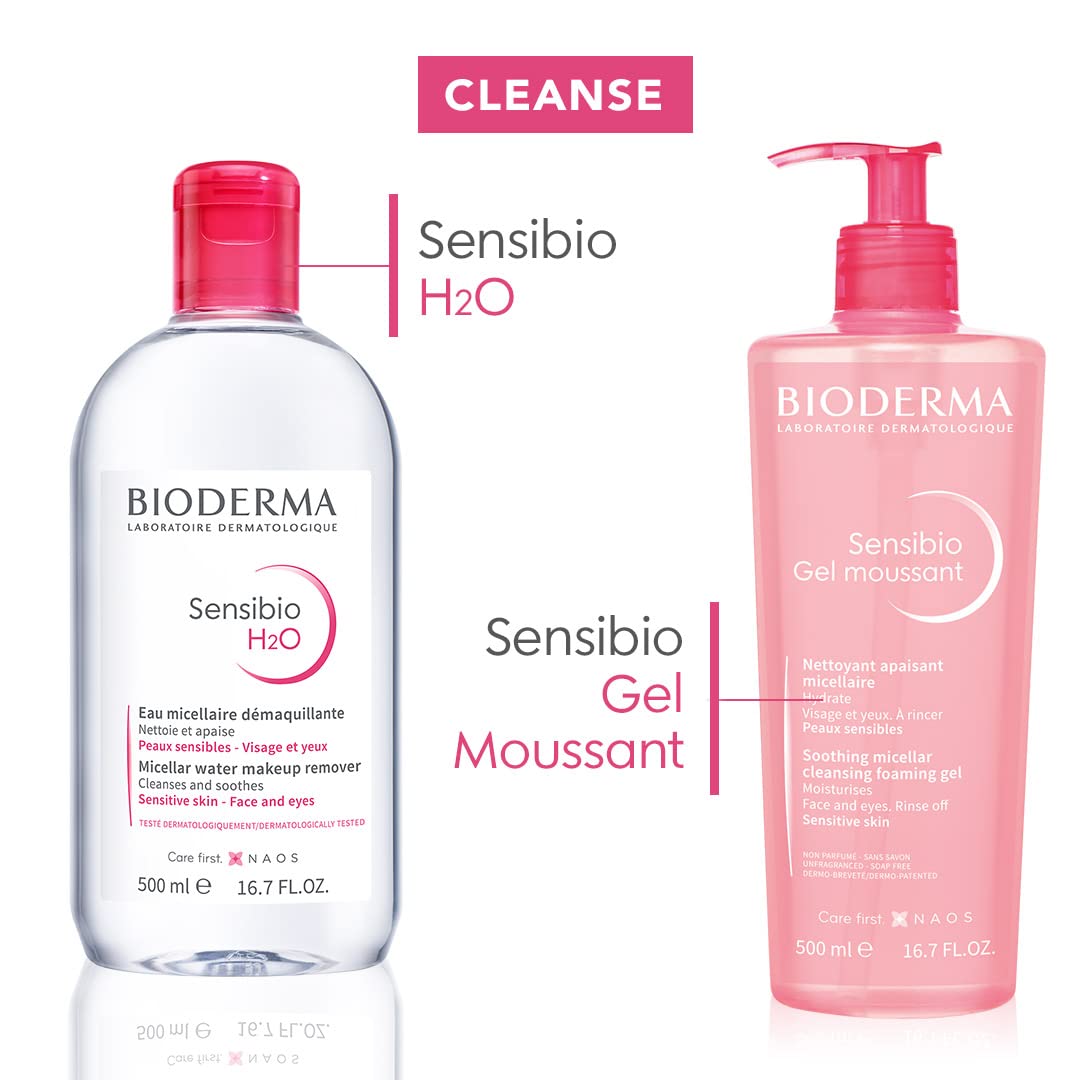 Bioderma - Sensibio H2O - Micellar Water - Cleansing and Make-Up Removing - Refreshing feeling - for Sensitive Skin, 3.4 Fl Oz (Pack of 1)