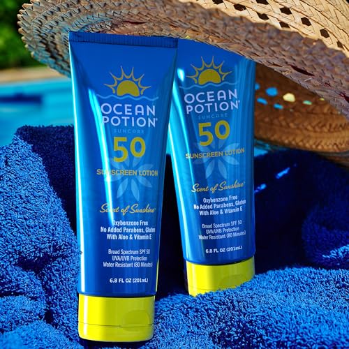 Ocean Potion SPF 50 Sunscreen Body Lotion, Broad Spectrum UVA/UVB Sun Protection with Aloe and Vitamin E, Water-Resistant Non-Greasy Sunscreen, 6.8 oz