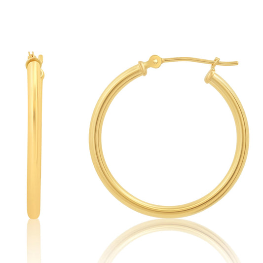 MAX + STONE Solid 14k Gold Hoop Earrings with Click Tops for Women | 1 Inch Yellow Gold