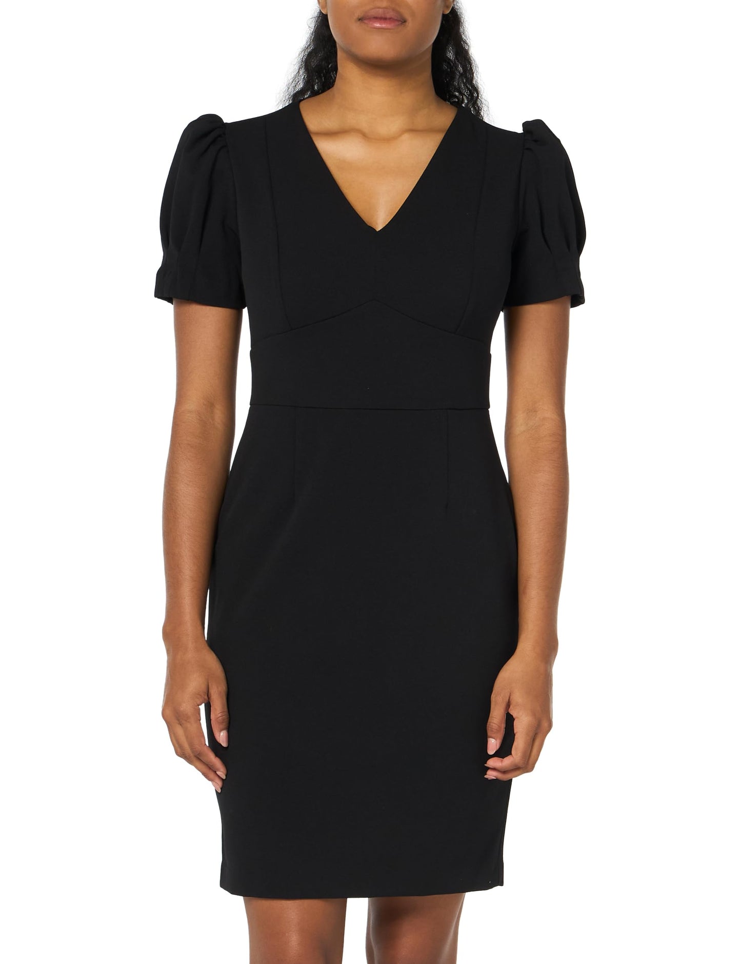 DKNY Women's Puff Sleeve Sheath Dress, Black