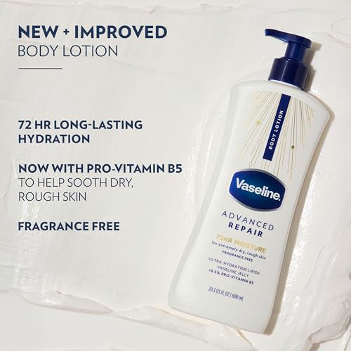 Vaseline Advanced Repair Body Lotion for Dry Skin, Unscented 20.3oz 3ct