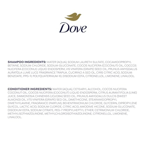 Dove Shampoo and Conditioner Coconut & Hydration 2 Count for Dry Hair with Bio-Protein Care Technology and Coconut Oil 12 Fl Oz