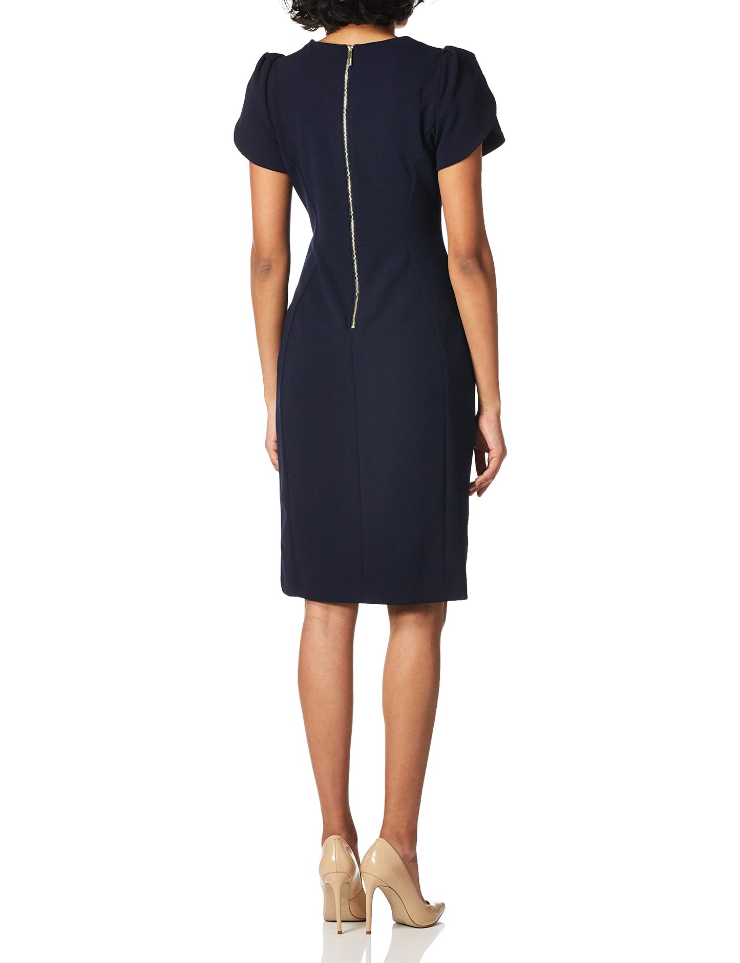 Calvin Klein Women's Tulip Sleeved Sheath Dress, Indigo, 6
