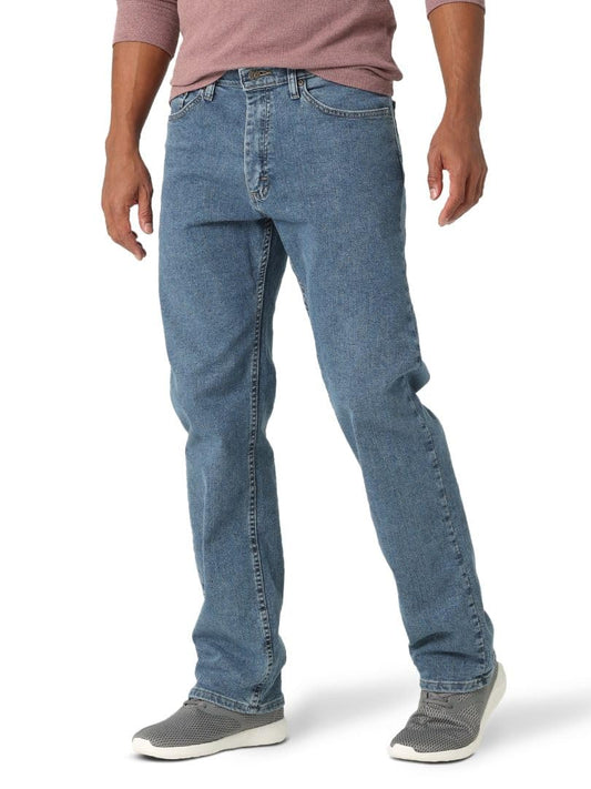 Wrangler Authentics Men's Comfort Flex Waist Relaxed Fit Jean, Light Stonewash, 42W x 32L