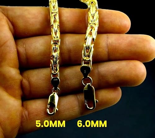 14K Yellow Gold Byzantine Square Box Necklace Bracelet Chain Men Women Jewelry 11.5g | 2.5mm | 24 Inches | MADE IN ITALY