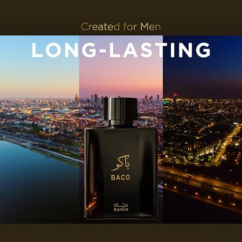 RAYAN Baco Tobacco & Leather Perfume for Men – Arabian Eau De Parfum, 100mL (3.34 Fl oz) Perfumes Arabes Para Hombres, Bold Men’s Perfume with Vetiver, Patchouli, Saffron & Spices – Ideal Gift for Him