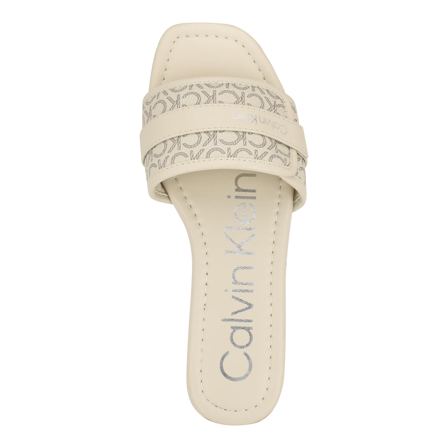 Calvin Klein Women's Bonica Sandal, Ivory Logo 150, 7