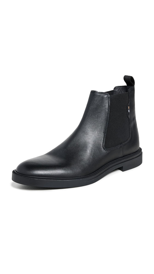 BOSS Men's Calev Leather Chelsea Boot, Black, 8-8.5 Medium US