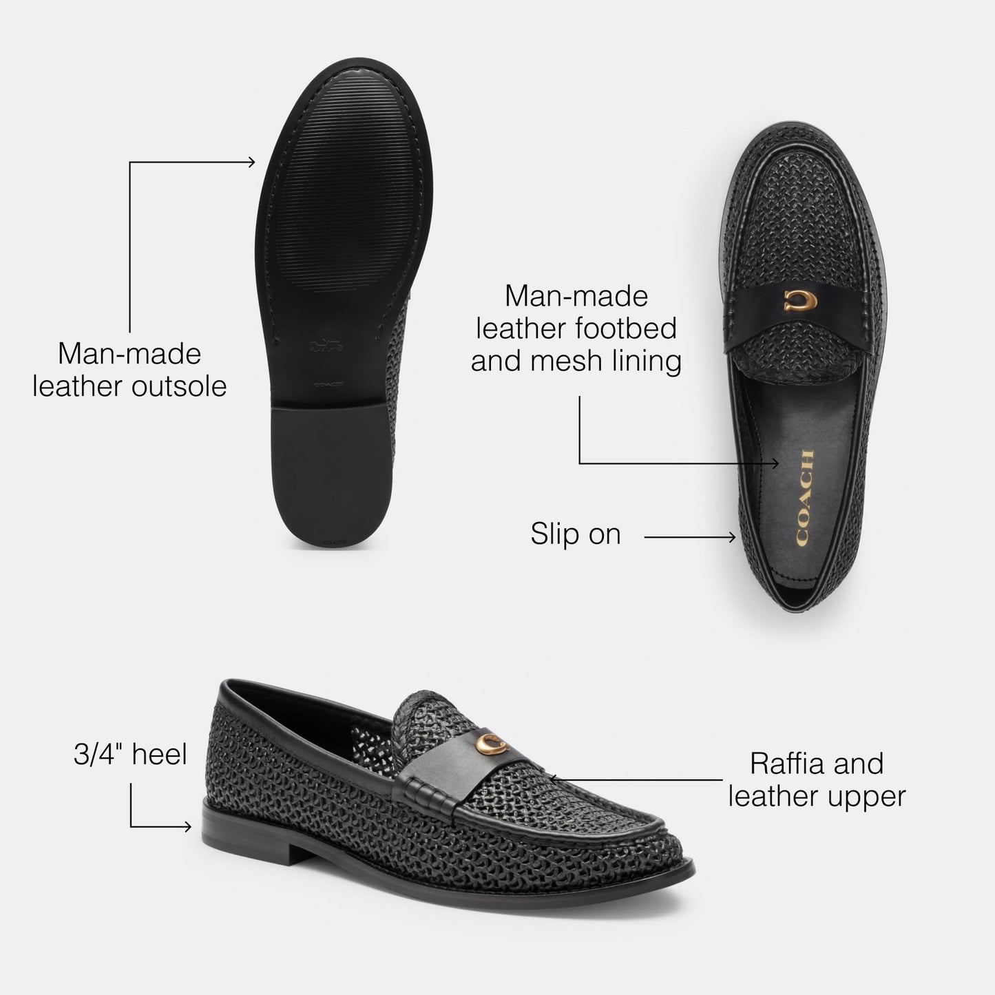 Coach Women's Jolene Loafer, Black/Black, 8