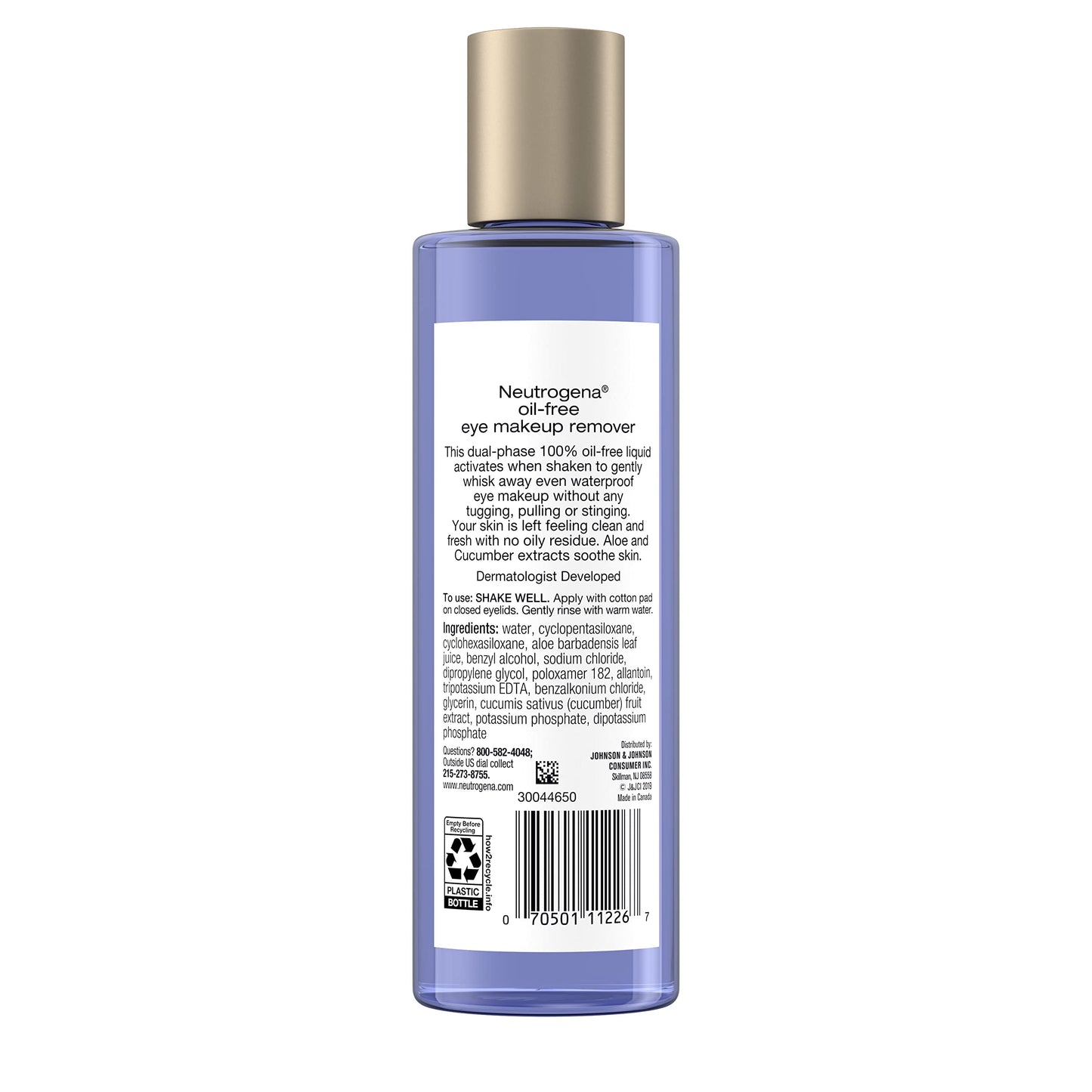 Neutrogena Gentle Oil-Free Eye Makeup Remover & Cleanser for Sensitive Eyes, Non-Greasy Makeup Remover, Removes Waterproof Mascara, Dermatologist & Ophthalmologist Tested, 8.0 fl. oz