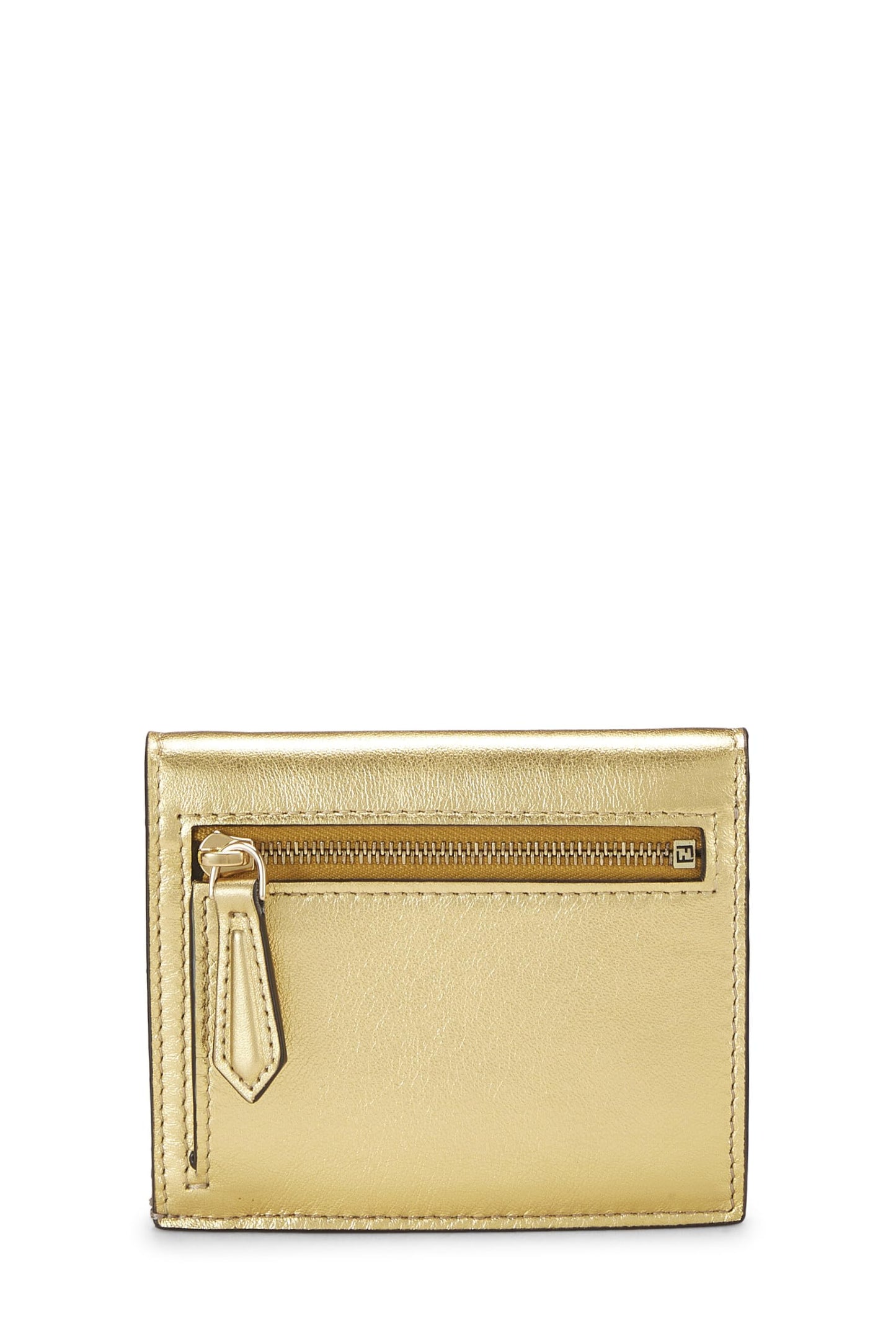Fendi, Pre-Loved Gold Leather Bifold Wallet, Gold