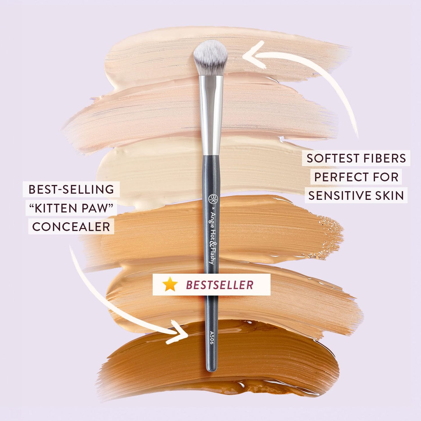 BK BEAUTY BRUSHES - ANGIE HOT & FLASHY Brush Set (7PC) - Viral Under-Eye Concealer, Eye Shadow, | Bronzer, Blush & Highlighter Makeup Brushes