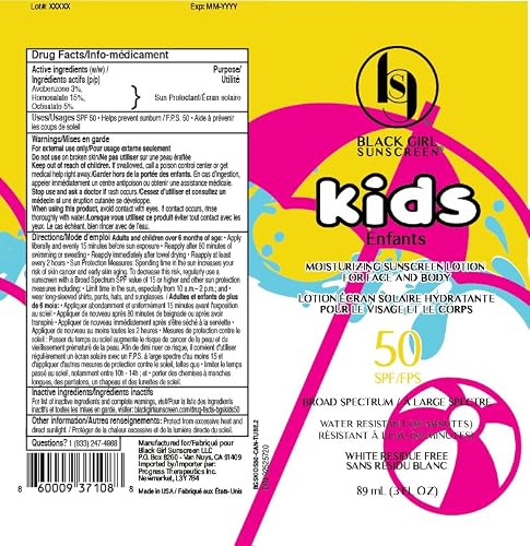 Black Girl Sunscreen Kids SPF 50 Lotion for Face & Body - 6 Fl Oz
