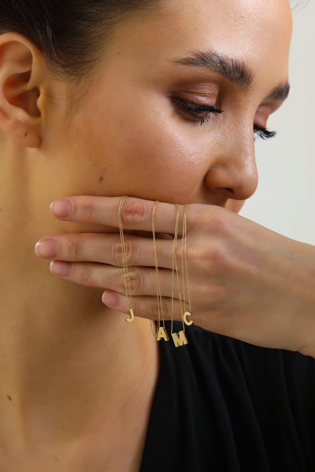 Wish Carat 100% 14k Pure Gold Necklace - Non Tarnish Dainty Charm Personalized Initial Necklaces for Women, Teen Girls, Mom, Daughter, Grandma | Custom Pendant Jewelry for Birthday, Mothers Day Gifts