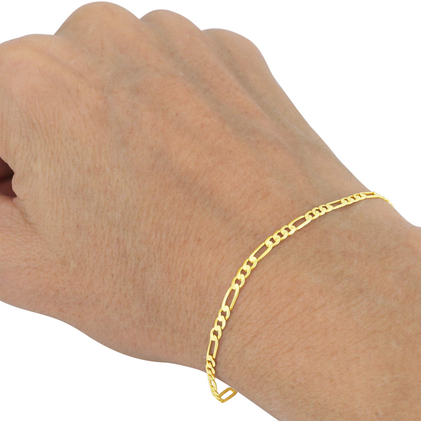 Nuragold 14k Yellow Gold 3.5mm Figaro Chain Link Bracelet or Anklet, Mens Womens Jewelry 7" 7.5" 8" 8.5" 9"