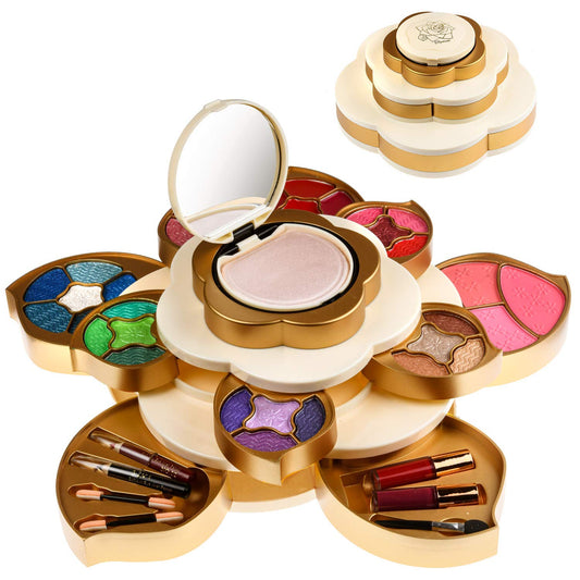 CoralBeau All In One Makeup Kit for Women and Teens - Flower Makeup Set for Girls with Pigmented Eyeshadows, Lip Creams, Blushes, Concealer and Mirror - Full Starter Makeup Gift Set for Beginners