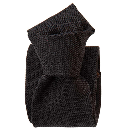 Elizabetta Mens 100% Silk Grenadine Tie Extra Long - Black - Handmade in Italy