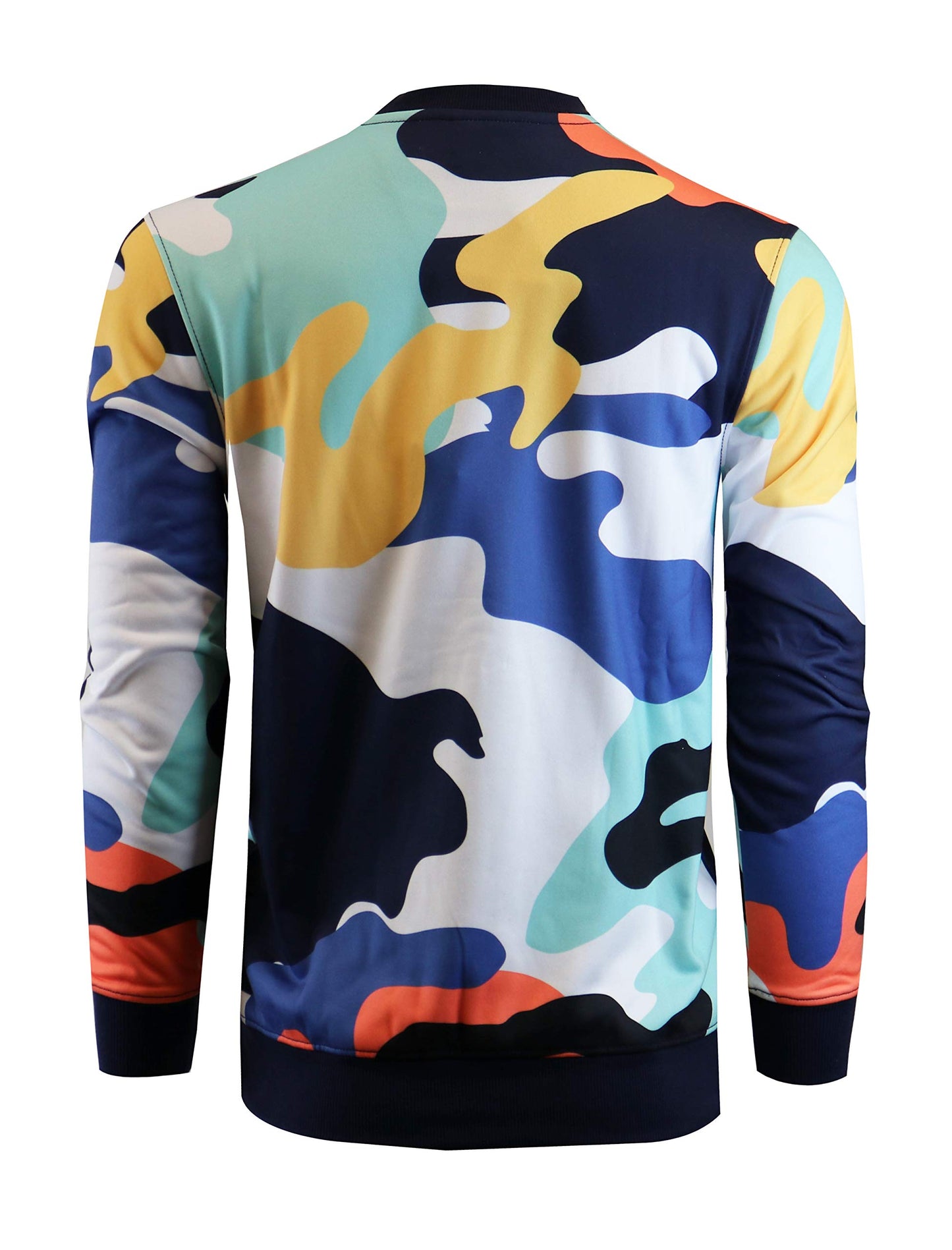SCREENSHOT-F11076 Mens Urban Hip Hop Fleece Pullover Top - I-Screen Cone Cartoon Animatin Camo Crew Neck Streetwear Sweatshirt-White-Medium
