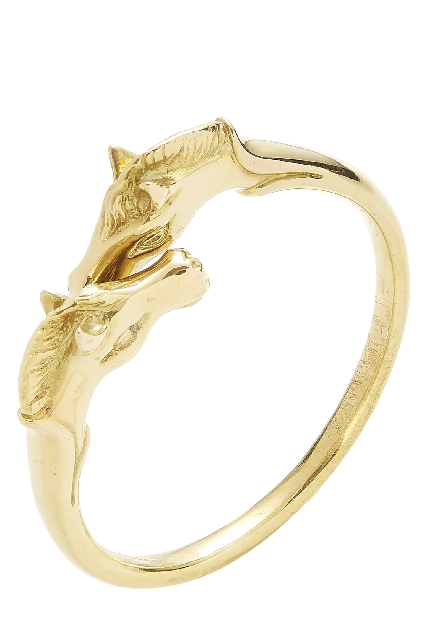 Hermès, Pre-Loved Gold Double Horse Head Bracelet, Gold