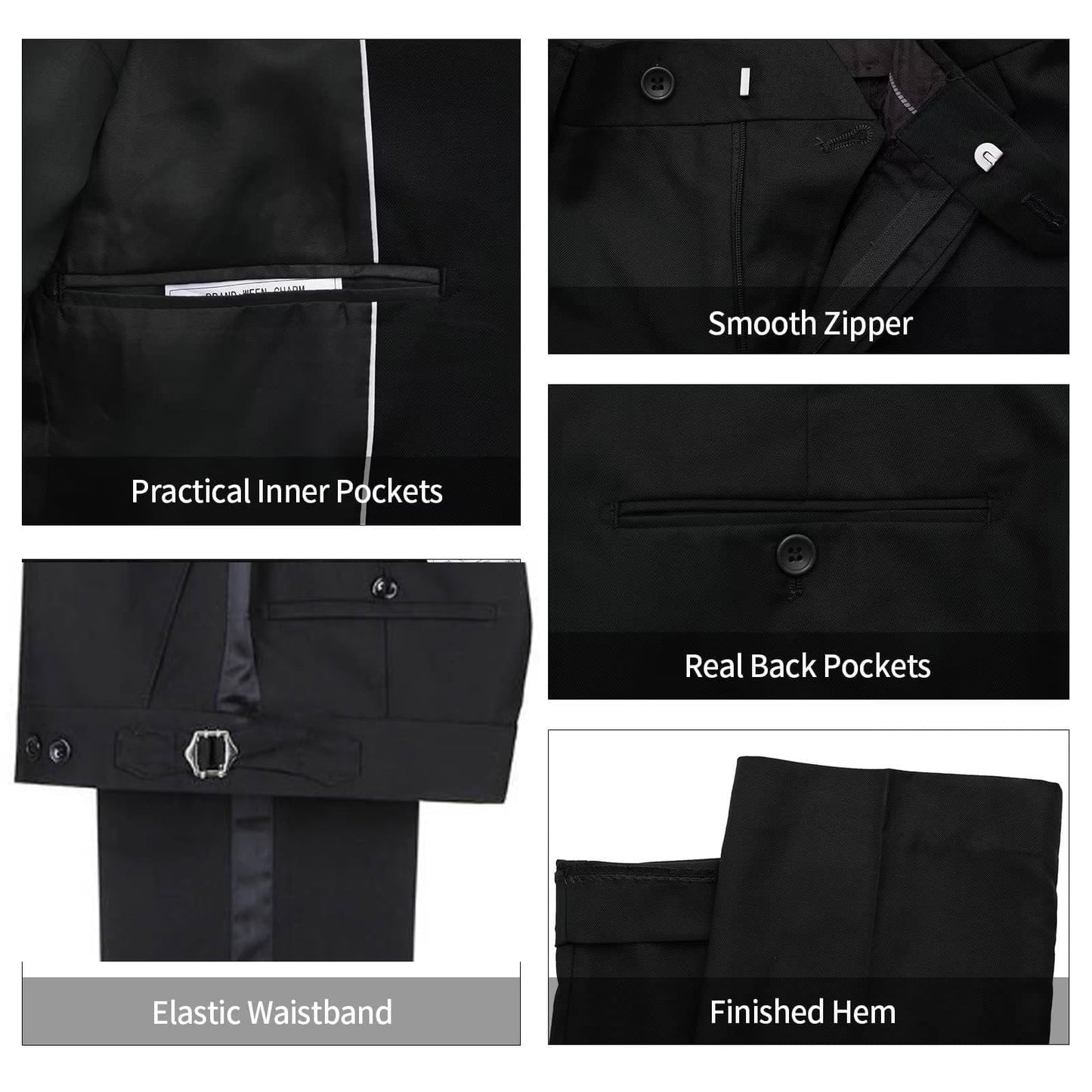 Manviss Luxury Mens 2 Pieces Suit Slim Fit Dinner Tuxedo Blazers Pants Outfit with Rhinestone for Prom,Party,Wedding