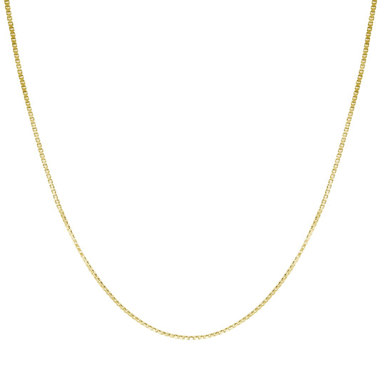 Honolulu Jewelry Company 14K Real Solid Yellow Gold 0.7mm Box Chain Necklace Lobster Clasp (20 Inches)