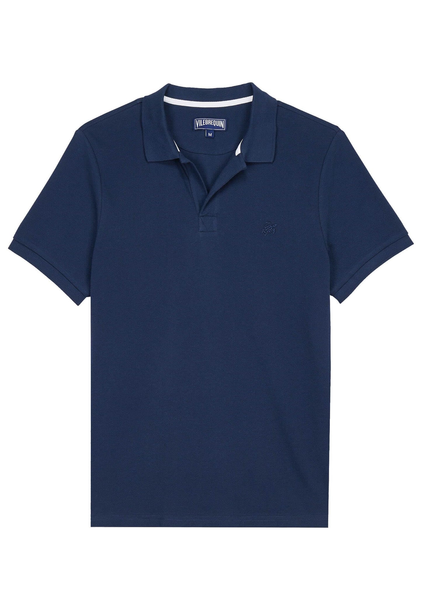 Vilebrequin Men Organic Cotton Pique Polo Shirt Solid, Navy Blue, 4XL