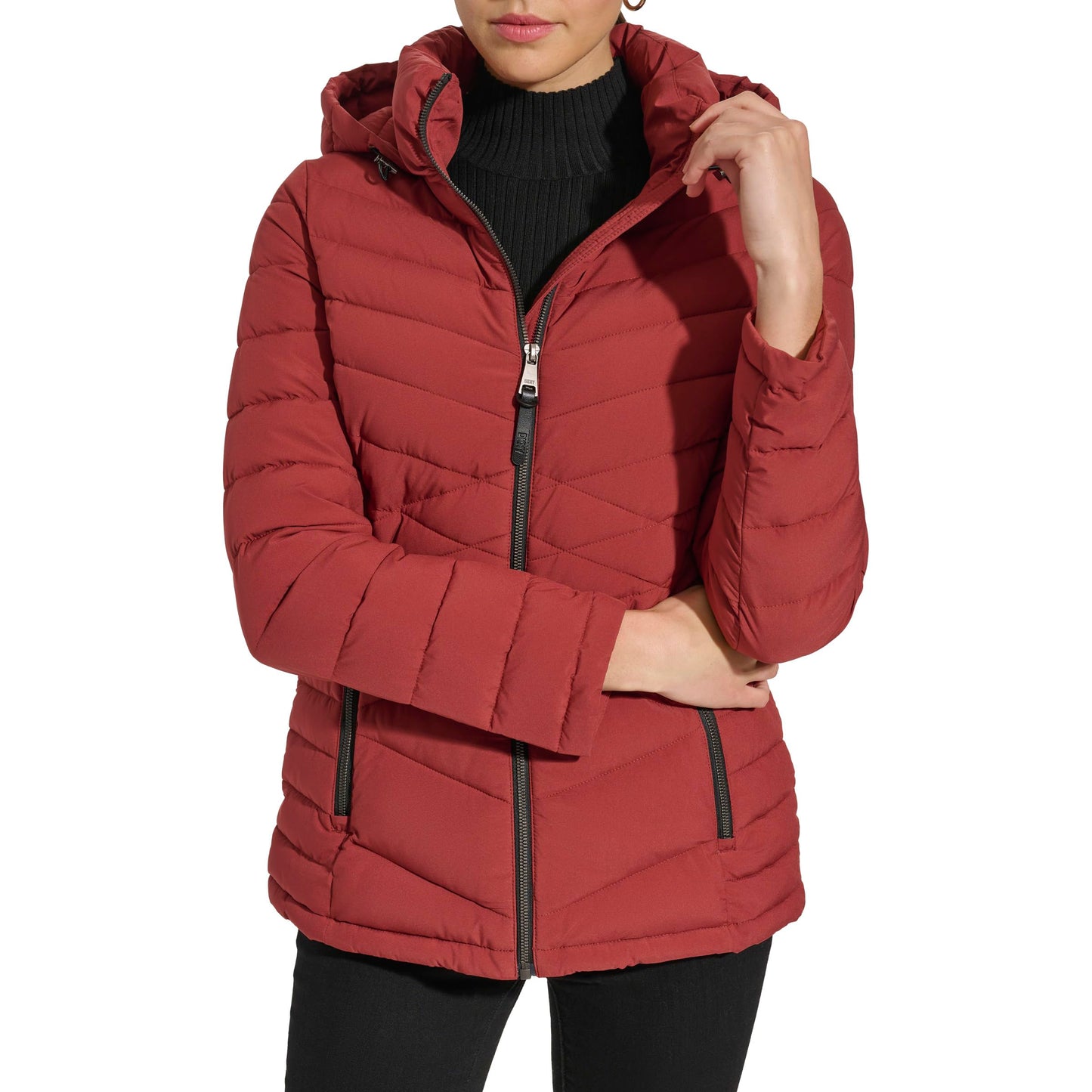 DKNY Women's Hooded Light-Weight Puffer, Bricklane