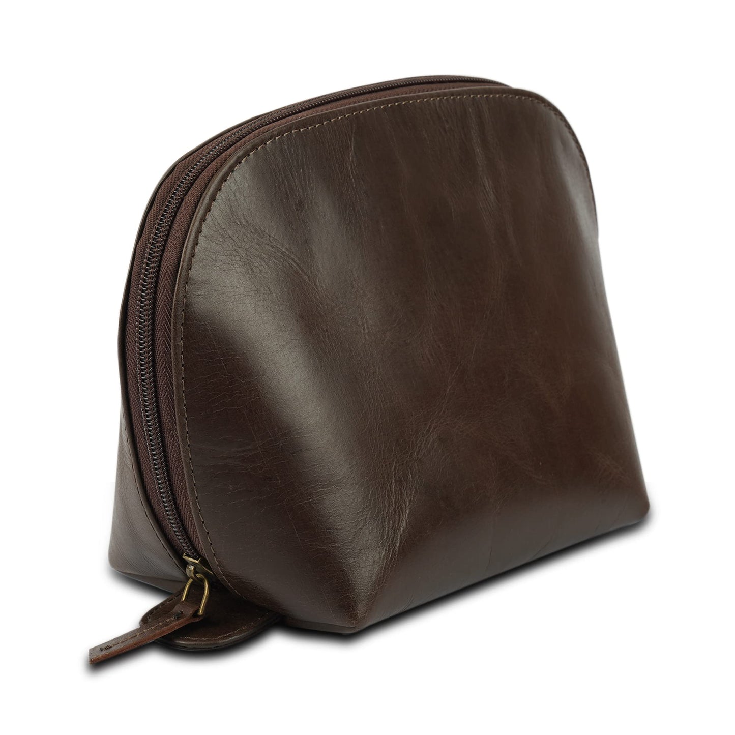 The Antiq Leather Cosmetic Case, Travel makeup Bag, Leather Toiletry Bag, Luxury Makeup Pouch, Leather Cosmetic Pouch, Makeup Essentials Organiser Pouch for Men and Women - Brown