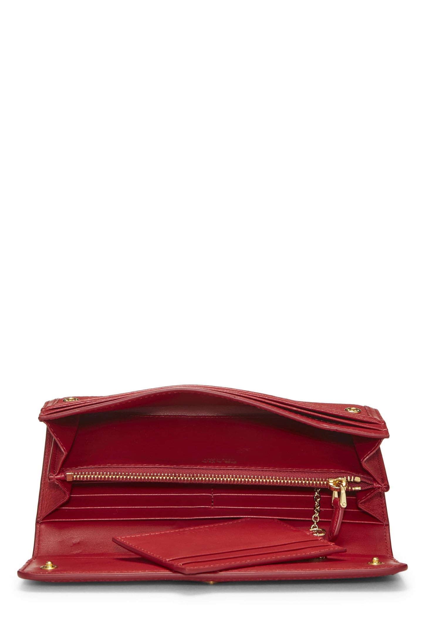 Prada, Pre-Loved Red Vitello Daino Contintental Wallet, Red