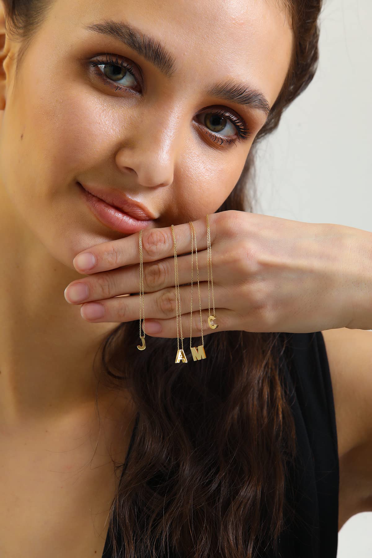 Wish Carat 100% 14k Pure Gold Necklace - Non Tarnish Dainty Charm Personalized Initial Necklaces for Women, Teen Girls, Mom, Daughter, Grandma | Custom Pendant Jewelry for Birthday, Mothers Day Gifts