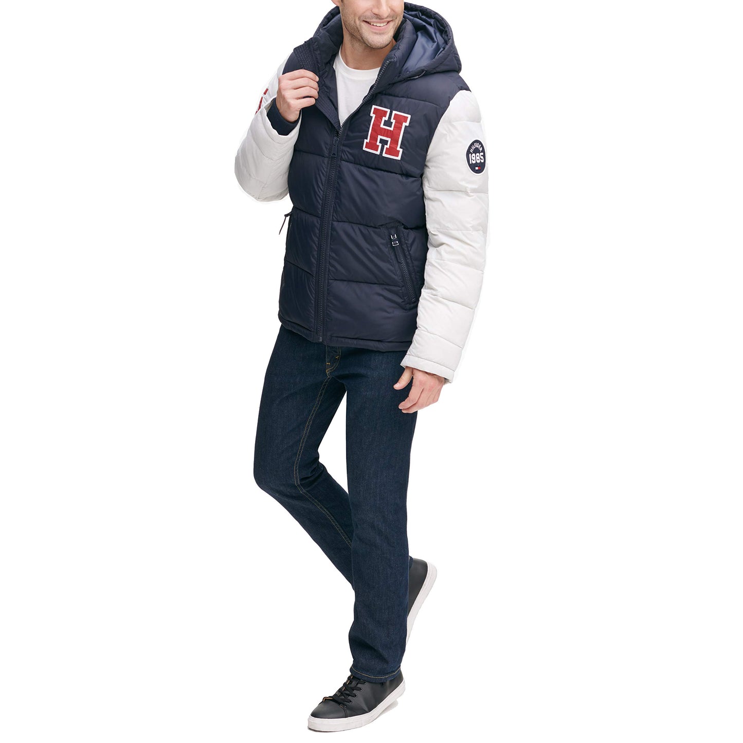Tommy Hilfiger Men's Hooded Puffer Jacket, Navy, XX-Large