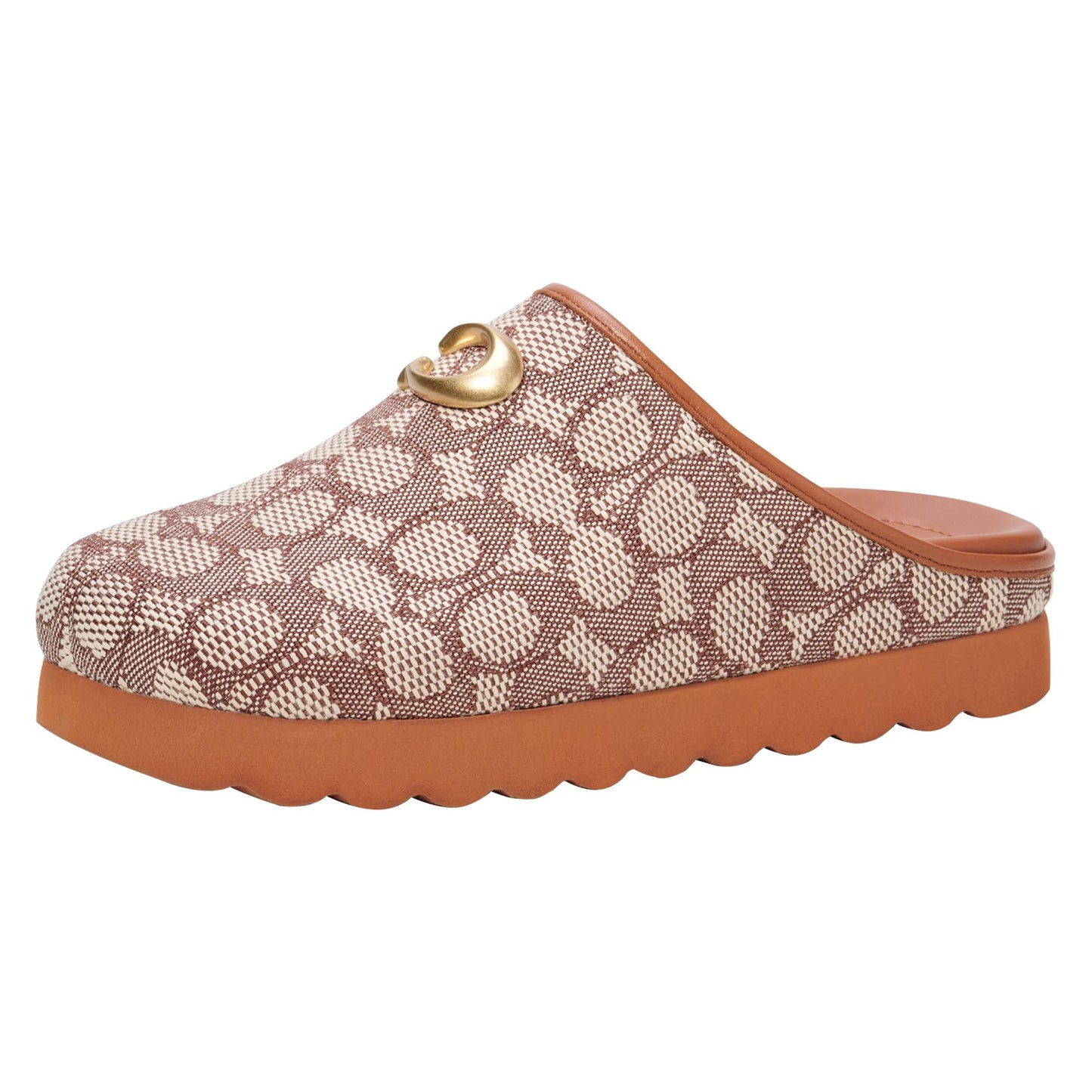 Coach Women's Hadley Signature Jacquard Slipper, Cocoa/Burnished Amber, 5