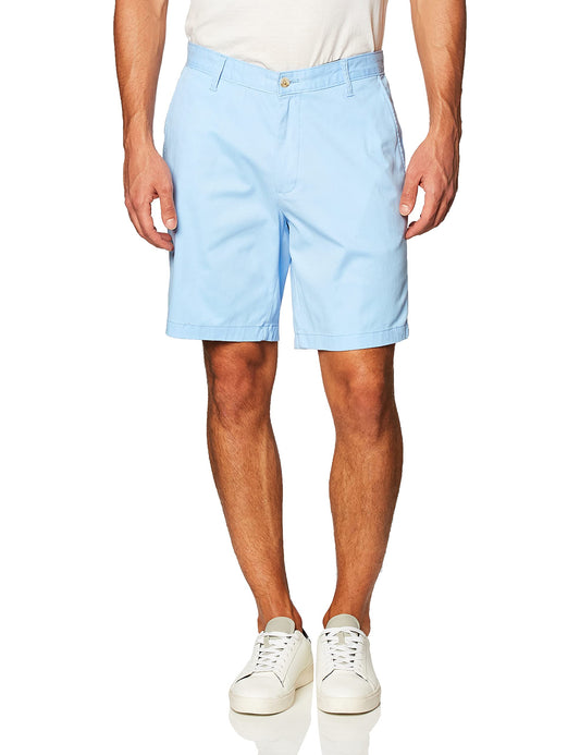 Nautica Men's Classic Fit Flat Front Stretch Solid Chino 8.5" Deck Shorts, Noon Blue, 33W
