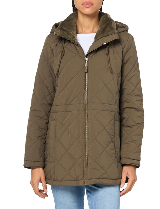 Tommy Hilfiger Women's Outerwear Quilt ed coat,Juniper, M